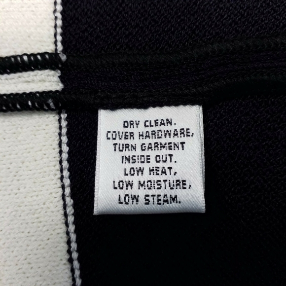 St. John Black White Open Front Long Sleeve Cardigan Sweater Womens Size 8 NWT - Picture 9 of 13